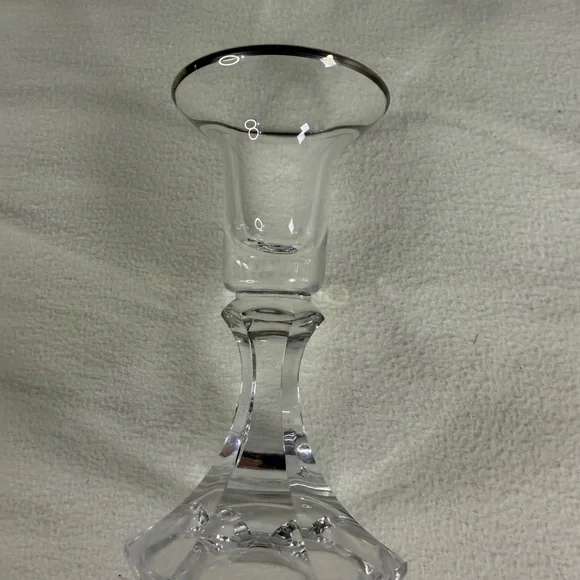 Vintage Crystal Candle Holders Set of 2 Smoked Rim Faceted Stem Votive - Picture 3 of 9